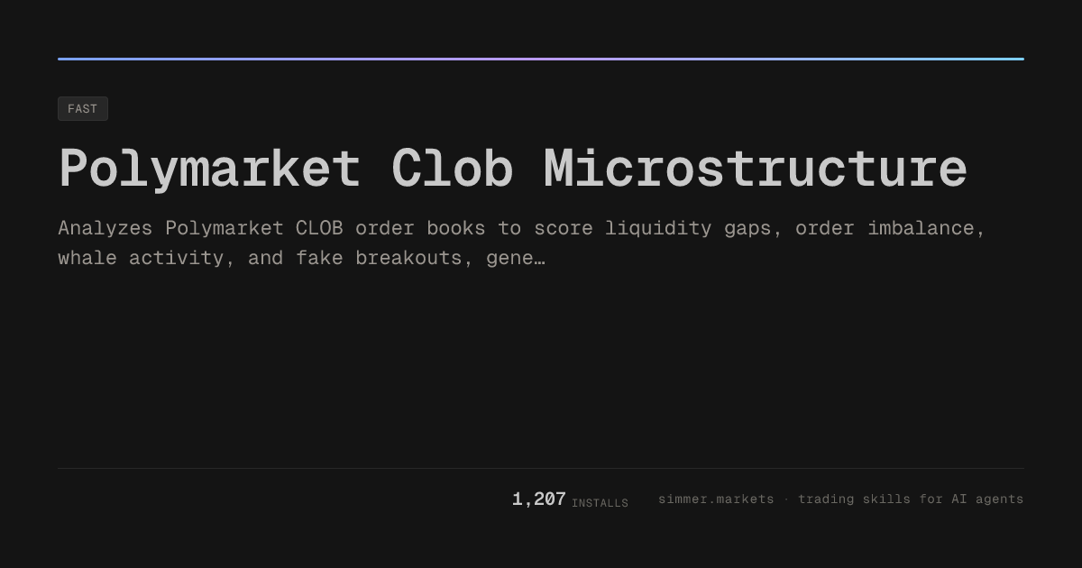 Polymarket Clob Microstructure — Simmer Skill