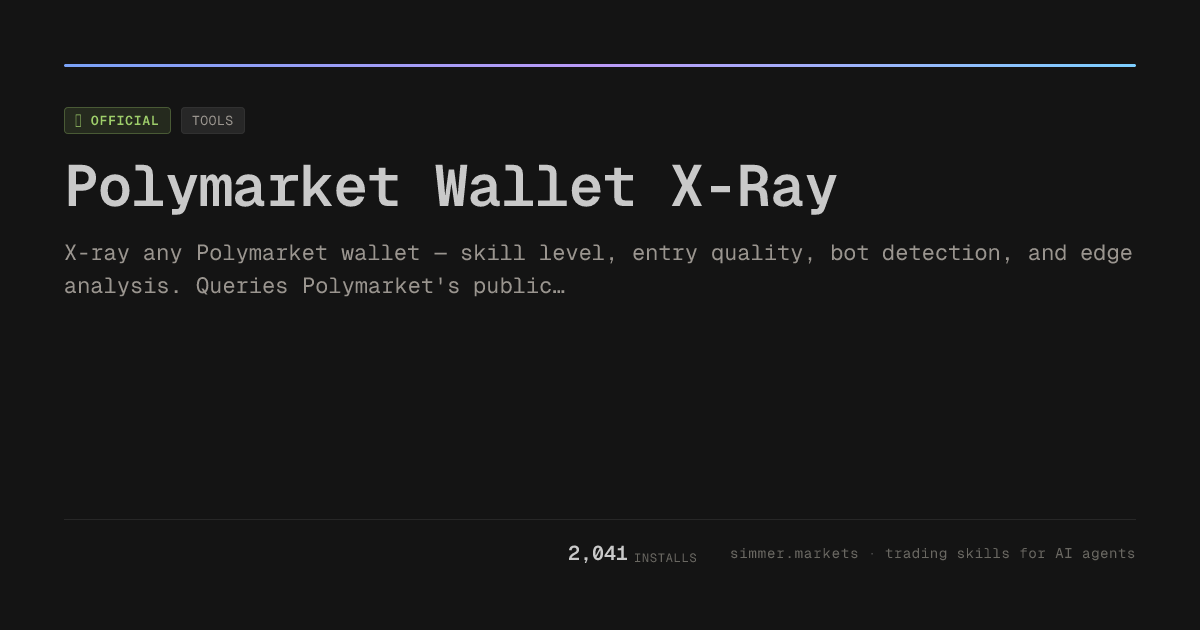 Polymarket Wallet X-Ray — Simmer Skill